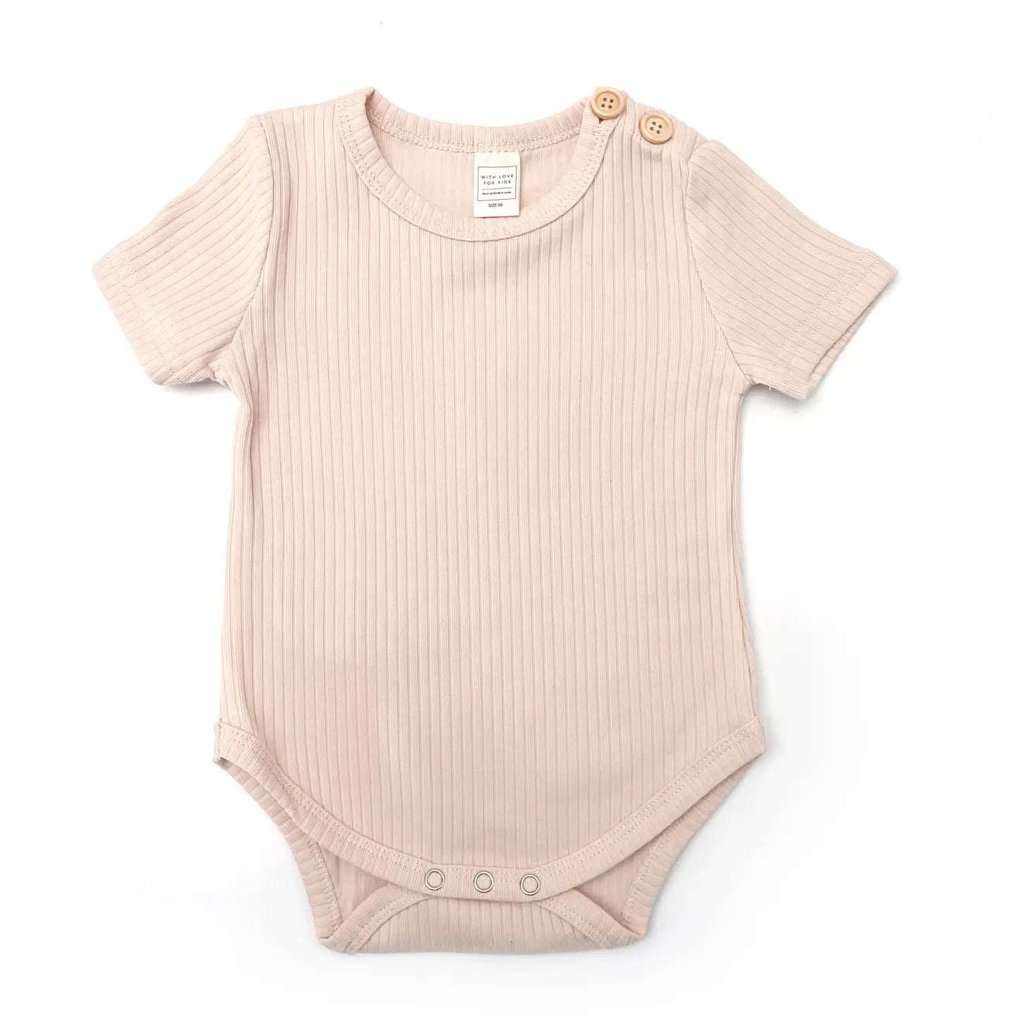 With Love for Kids Basics Wide Ribbed Short Sleeve Onesie - Almond 000