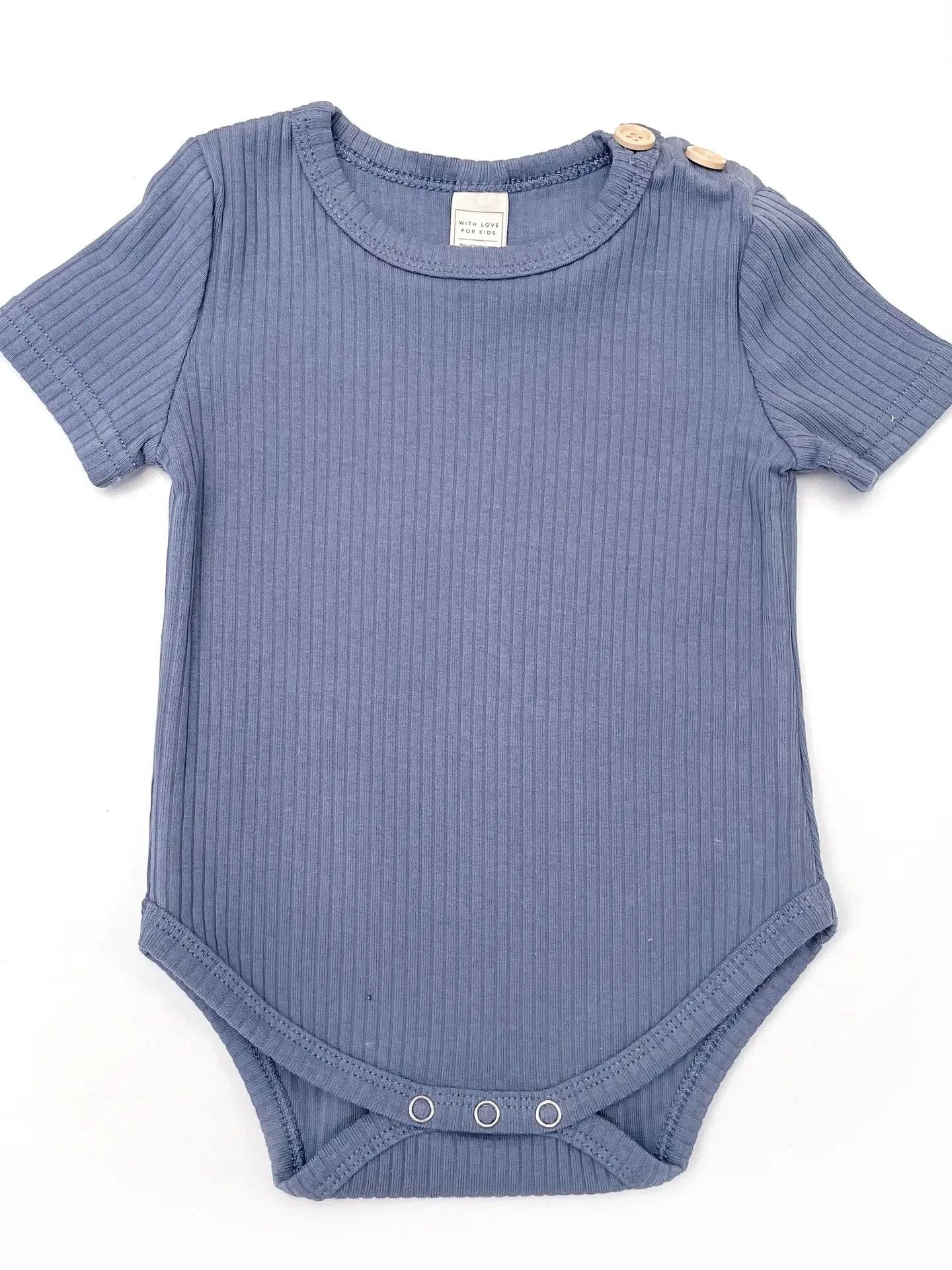 With Love for Kids Basics Wide Ribbed Short Sleeve Onesie - Ocean 000