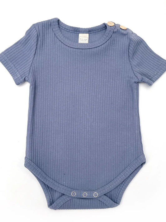 With Love for Kids Basics Wide Ribbed Short Sleeve Onesie - Ocean 000
