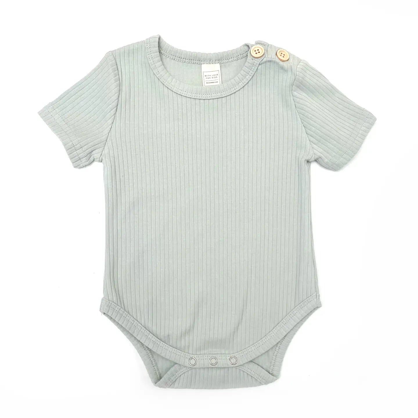 With Love for Kids Basics Wide Ribbed Short Sleeve Onesie - Moss 000