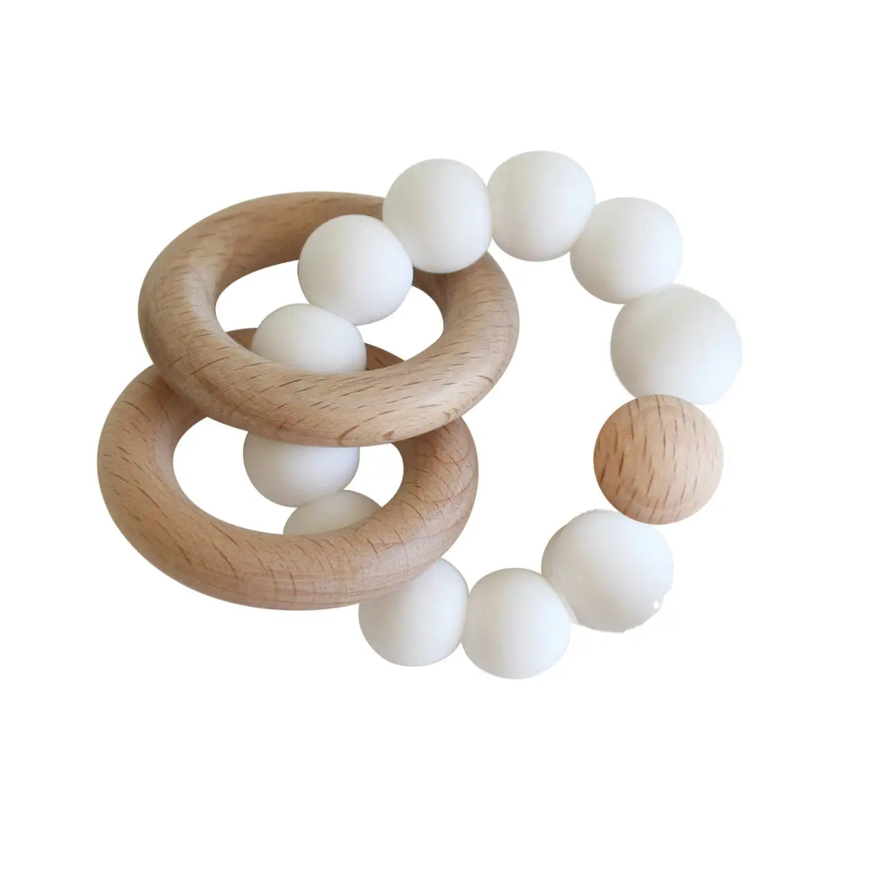 Alimrose Beechwood teether ring set - Milk