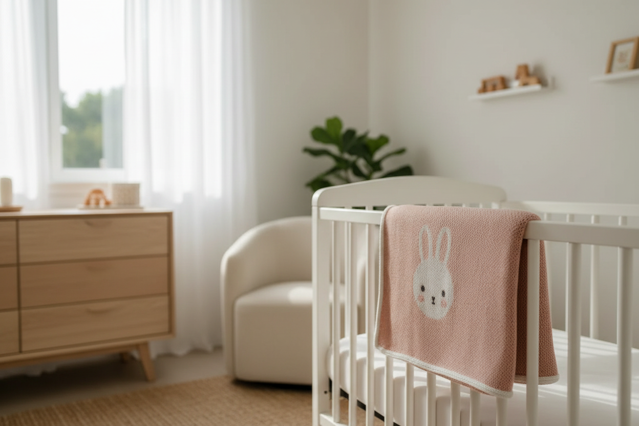 Nursery crib scene with your bunny blanket